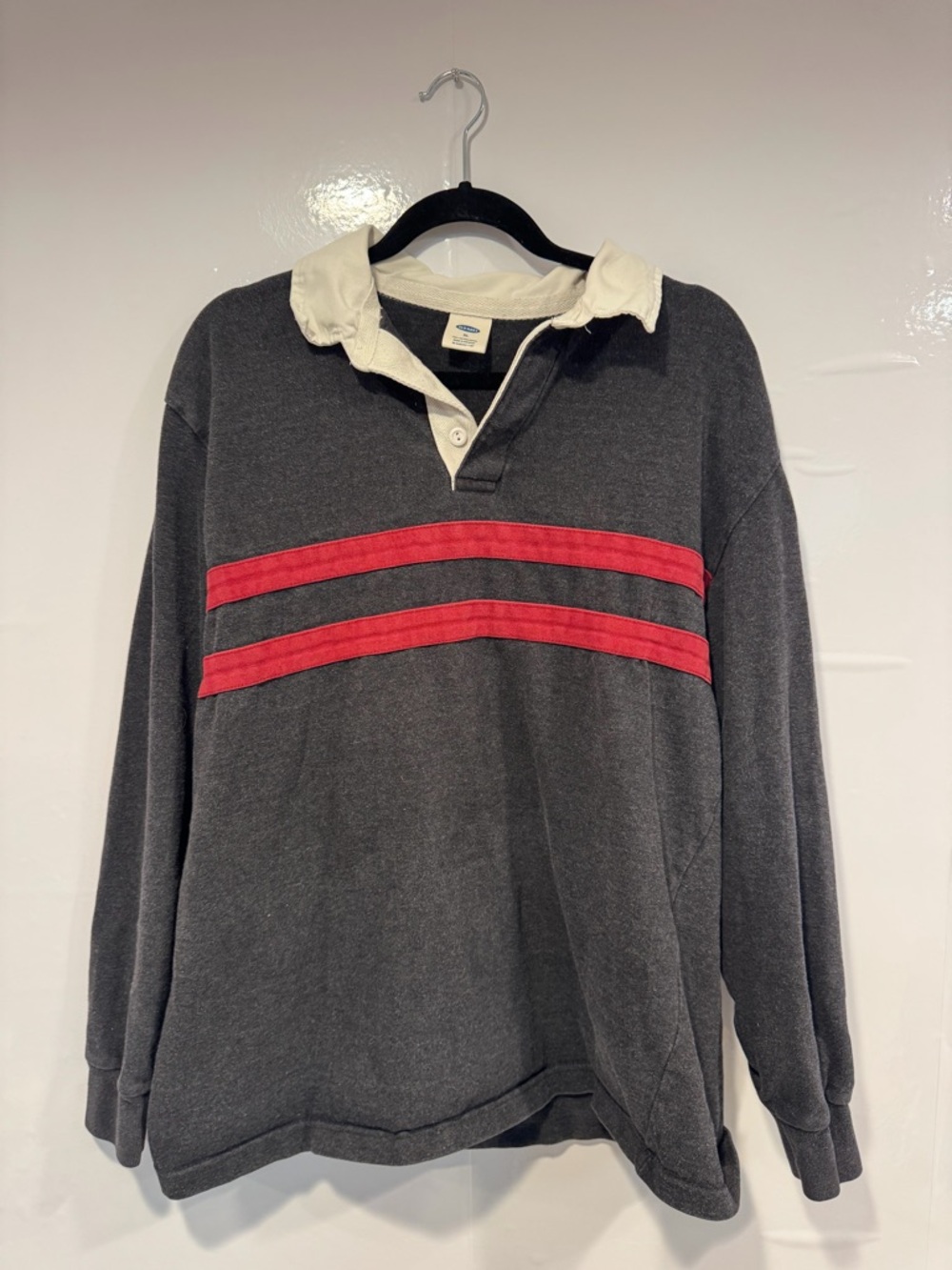 Grey and red stripe Old Navy rugby shirt